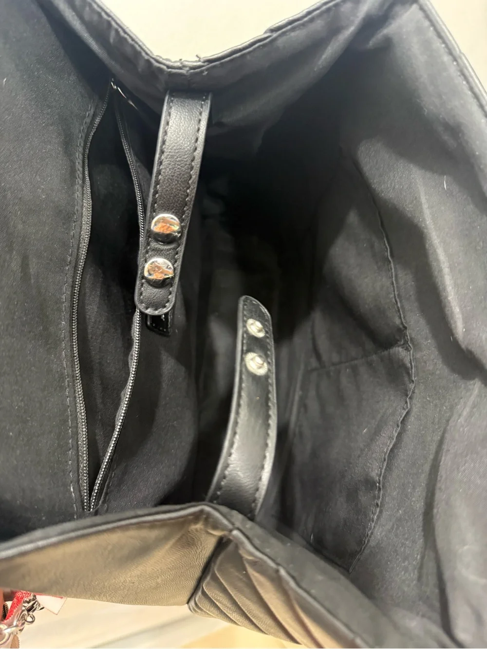 Sam Edelman Sleek Tufted Backpack Black with White Detail EUC